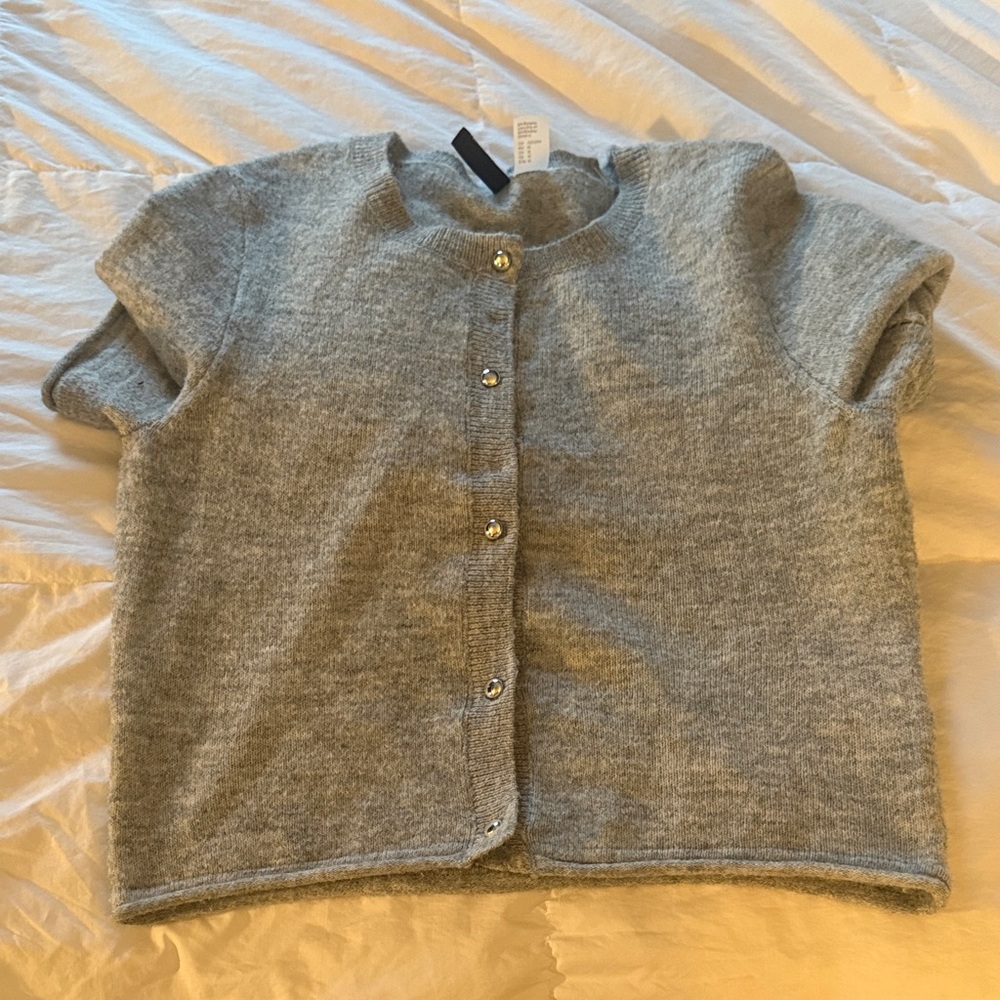 Elegant Gray Women's Button Down Sweater